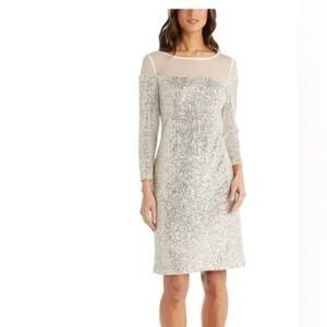 R&M Richard’s Short Sequin Dress With Illusion Bodice